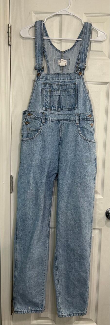 Vtg 90s Moda International Denim Overalls Women's Size M Light Wash 100% Cotton